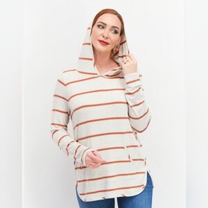 Market & Spruce Striped Hoodie Size Small